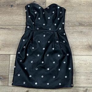 Topshop Black Strapless Dress with Silver Dots